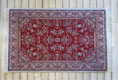 Vävd matta röd ton,  ca 145 x 215 mm