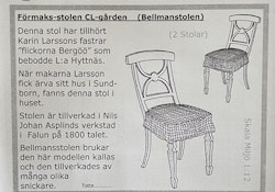 Bellmanstolen, byggsats, 2 stolar