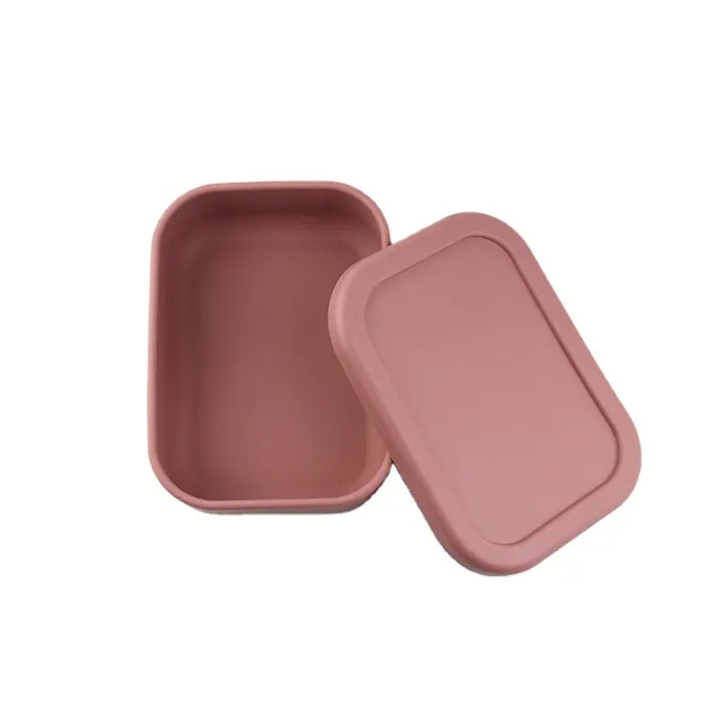 Matboks i silikon mørk rosa