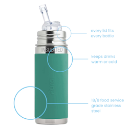 Pura kiki ISOLERT sugerørflaske 260ml - Mint