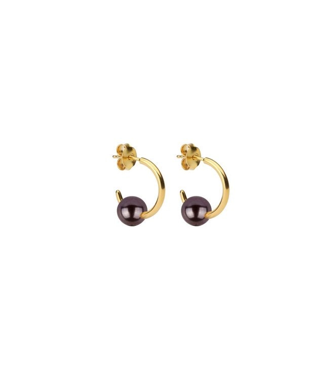 Pearly Small Hoops Gold Black Syster P