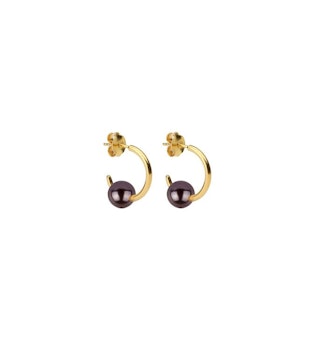 Pearly Small Hoops Gold Black Syster P