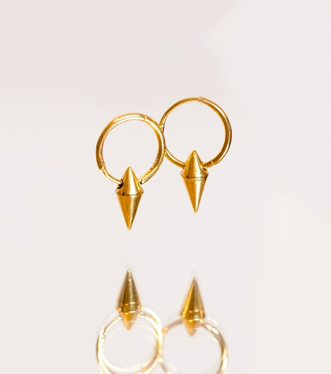 Harvey Single Spike Small Hoops Gold Syster P