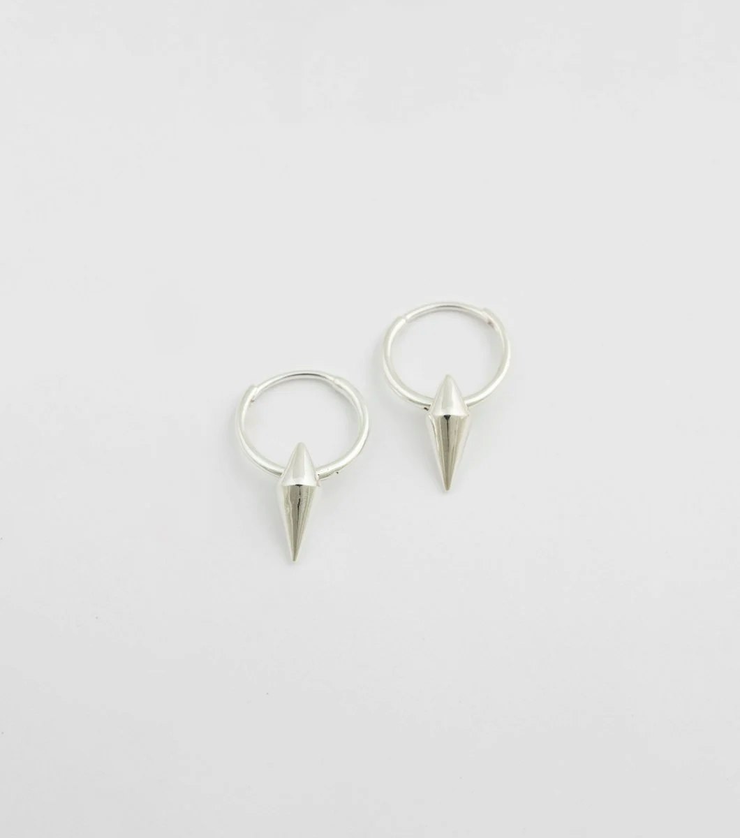 Harvey Single Spike Small Hoops Silver Syster P