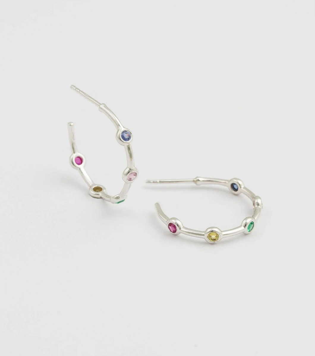 Treasure Shimmer Hoops Guld White Topaz Syster P