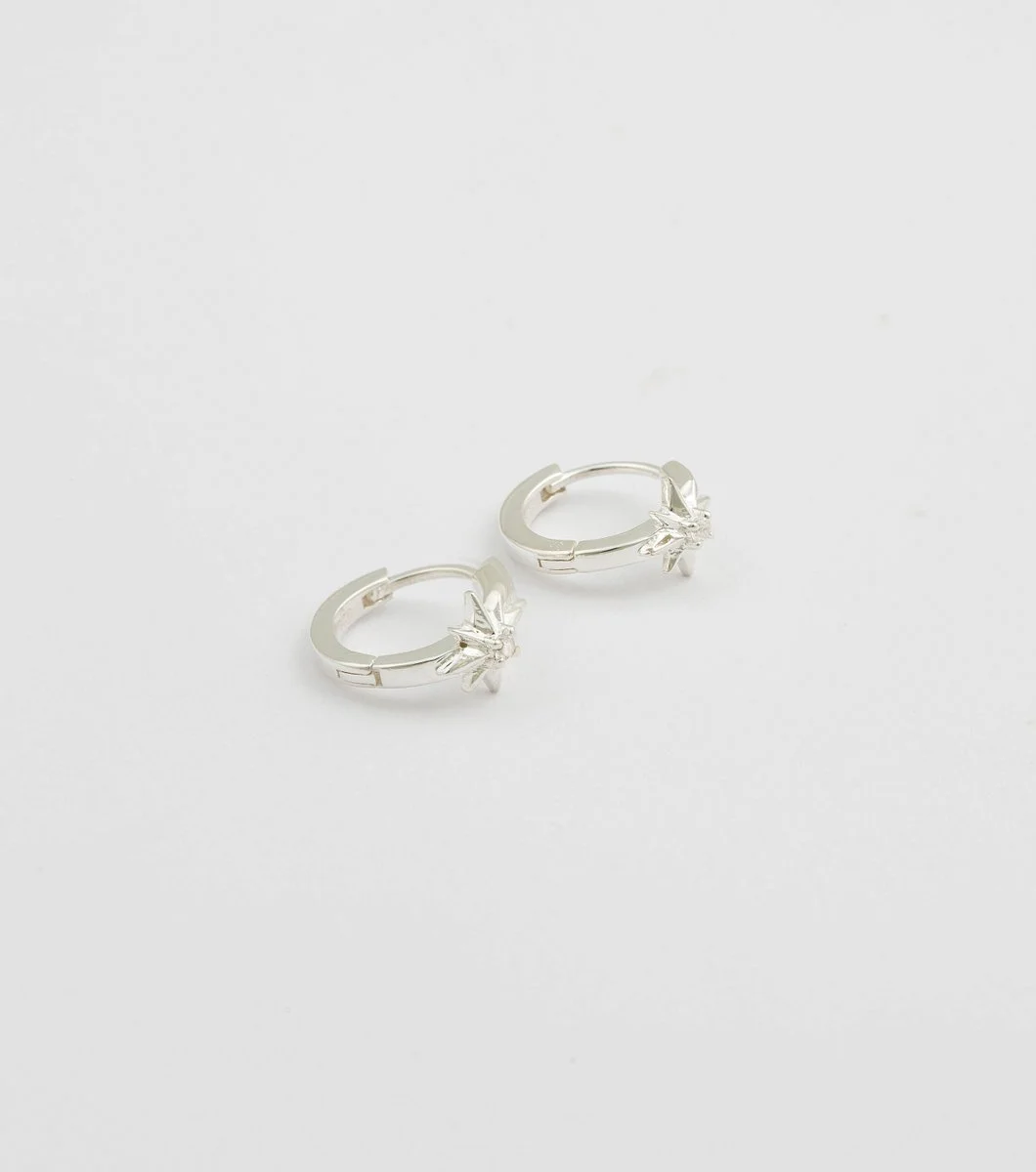 North Star Hoop Earrings Silver Syster P