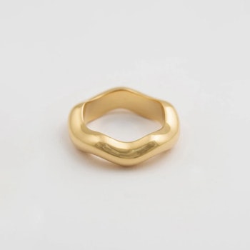 Bolded Wavy Ring Shiny Gold Syster P