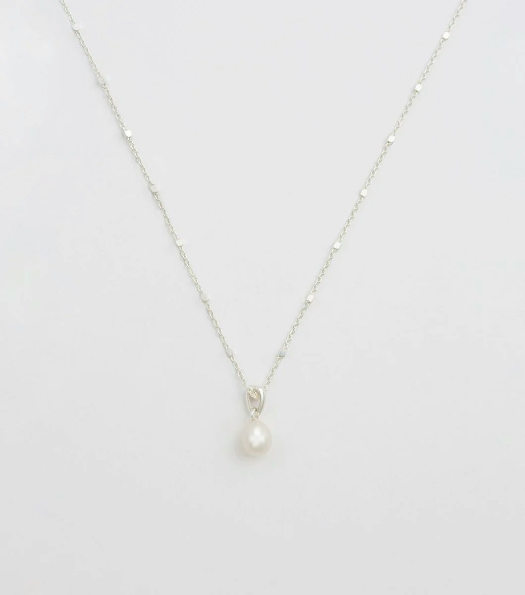 Treasure Single Pearl Necklace Silver Syster P