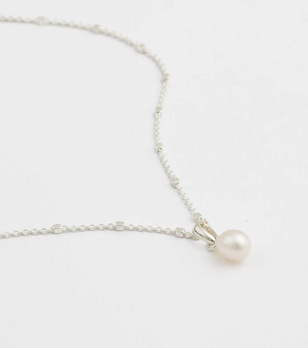 Treasure Single Pearl Necklace Silver Syster P
