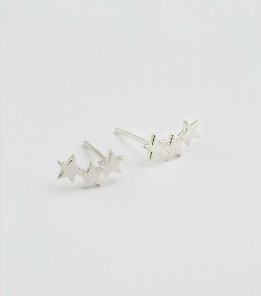 Snap Earrings Triple Star Silver Syster P