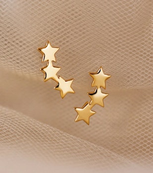 Snap Earrings Triple Star Gold Syster P