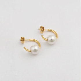 Pearly Small Hoops Gold Syster P