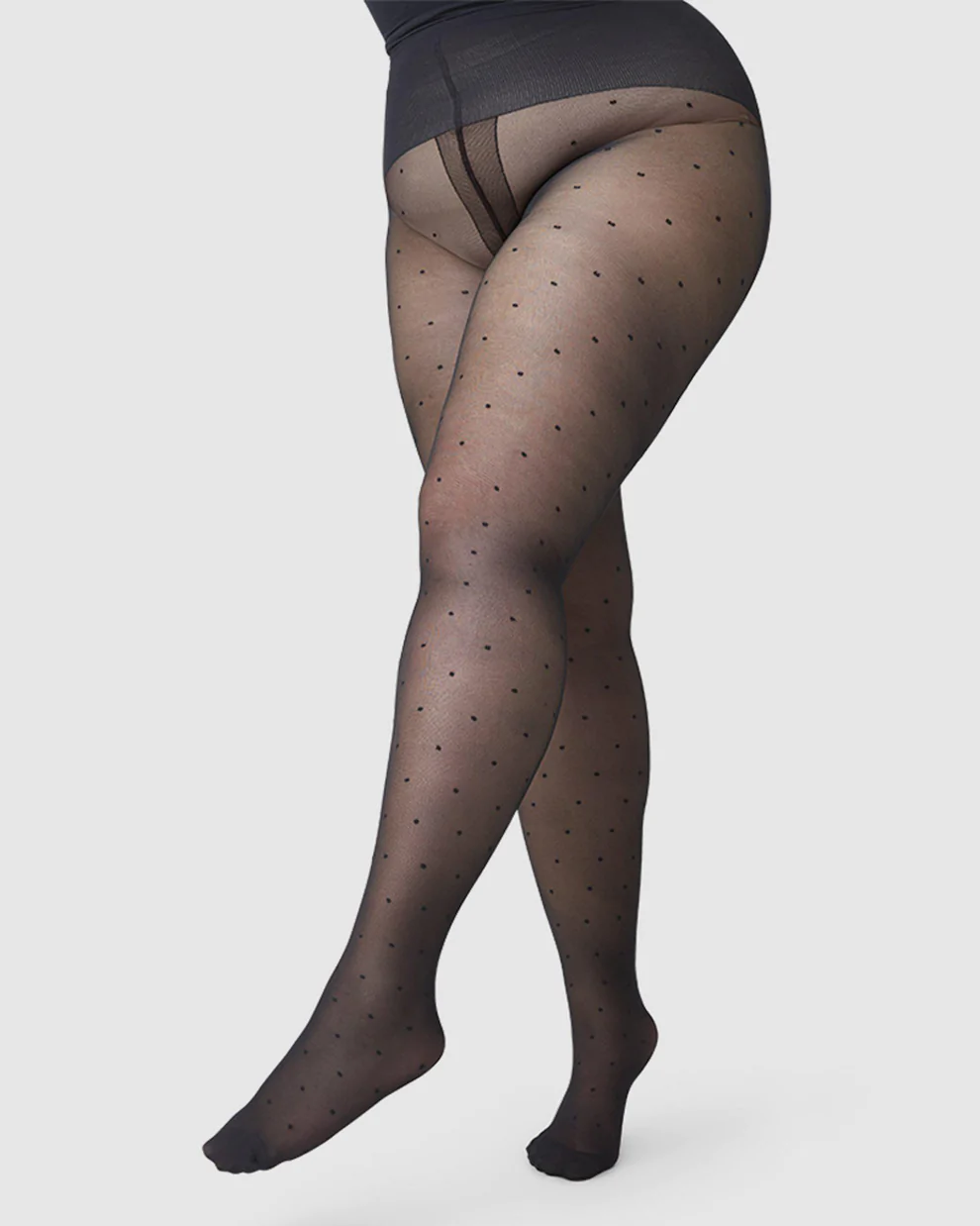 Doris Dots Tights Black Swedish Stockings