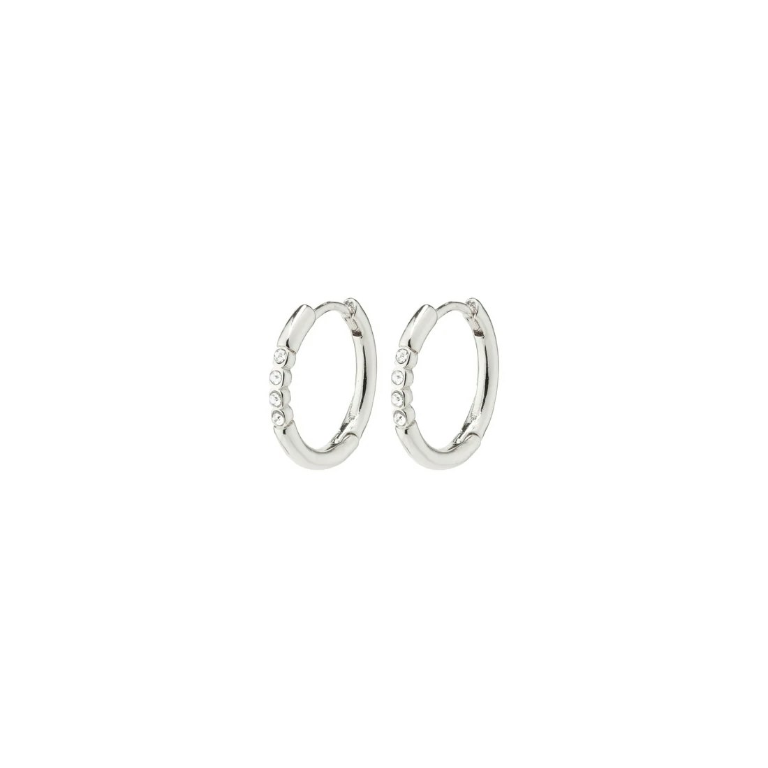 Trudy Small Crystal Hoop Earrings Silver Pilgrim