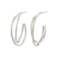 Angelica Graphic Hoop Earrings Silver Pilgrim