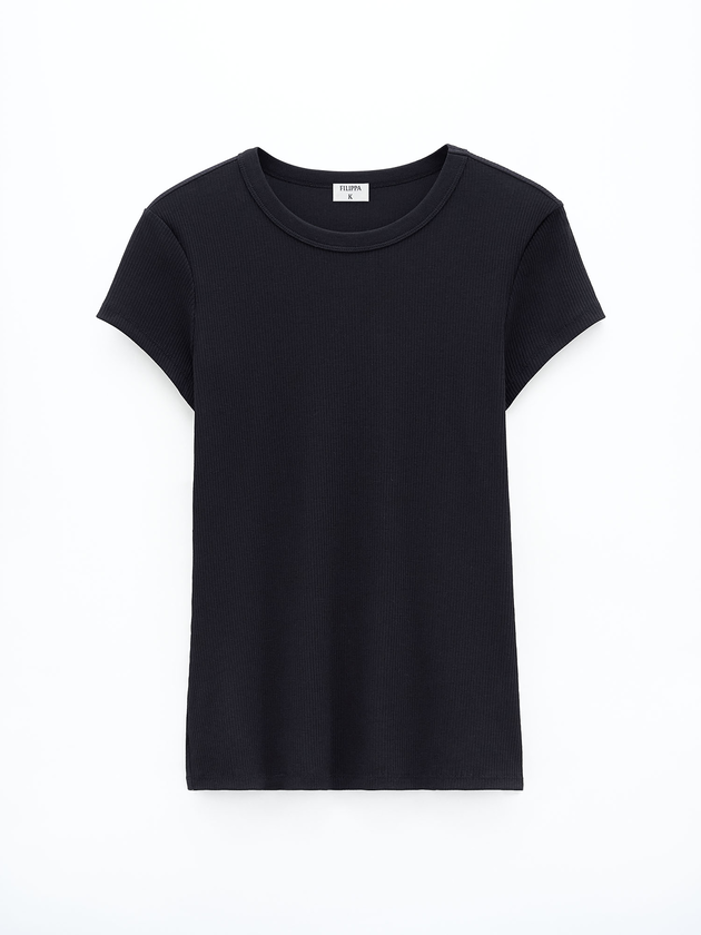 Fine Rib Tee Black Filippa K