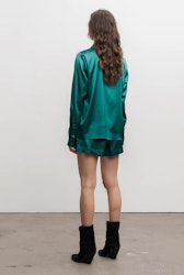 Aly Satin Shirt Emerald Green Ahlvar Gallery