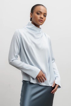 Noe Silk Blouse Light Blue Ahlvar Gallery