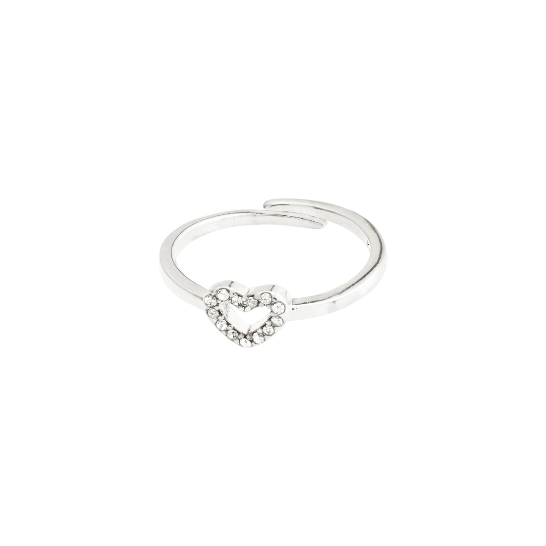 Lulu Recycled Crystal Heart Stack Ring Silver Pilgrim