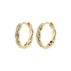 Ezo Twirled Crystal Small Hoops Gold Pilgrim