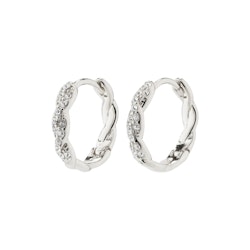 Ezo Twirled Crystal Small Hoops Silver Pilgrim