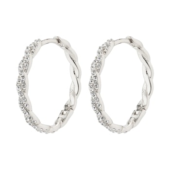 Ezo Twirled Crystal Hoops Silver Pilgrim