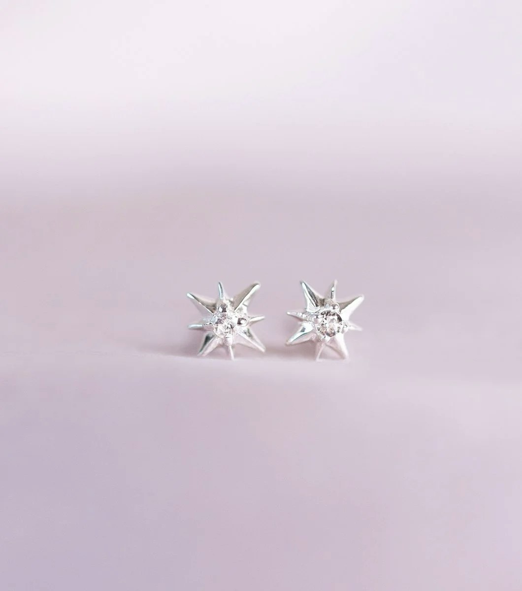 North Star Stud Earrings Silver Syster P