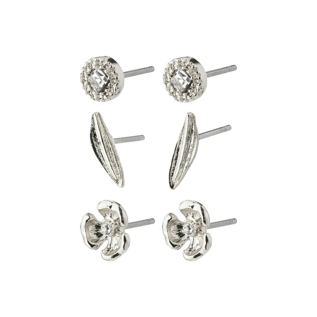 Echo Recycled Earrings 3-in-1 Set Silver Pilgrim