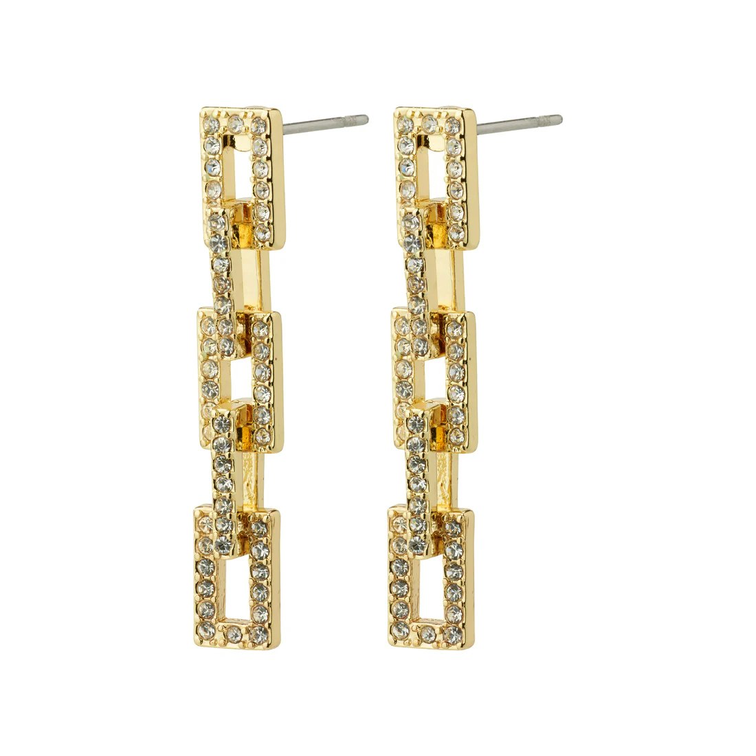 Coby Recycled Crystal Earrings Gold Pilgrim