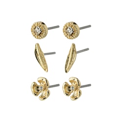 Echo Recycled Earrings 3-in-1 Set Gold Pilgrim