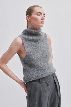 Kinne Knit Vest Dark Grey Mel Second Female