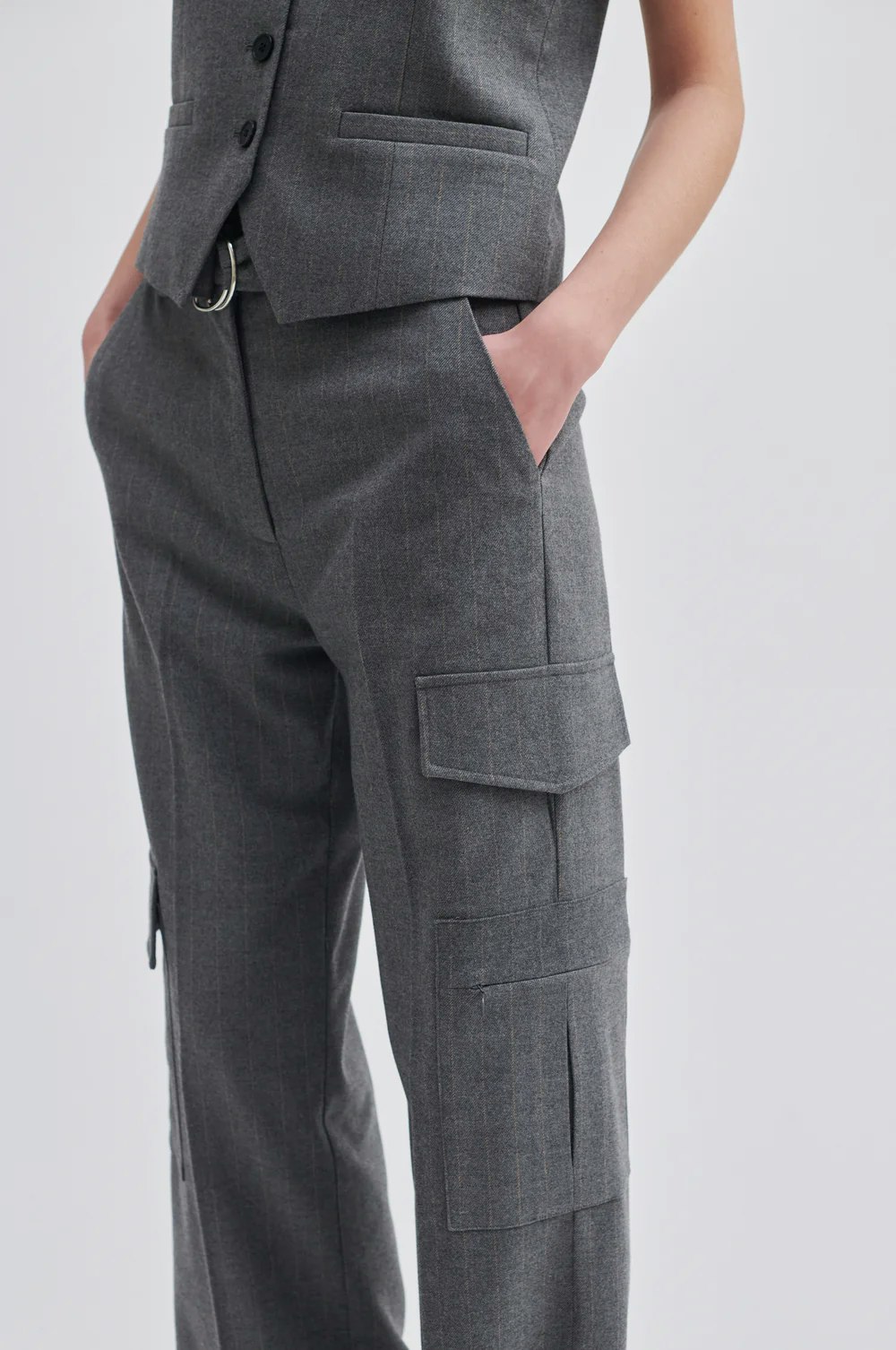 Holsye Cargo Trousers Grey Melange Second Female