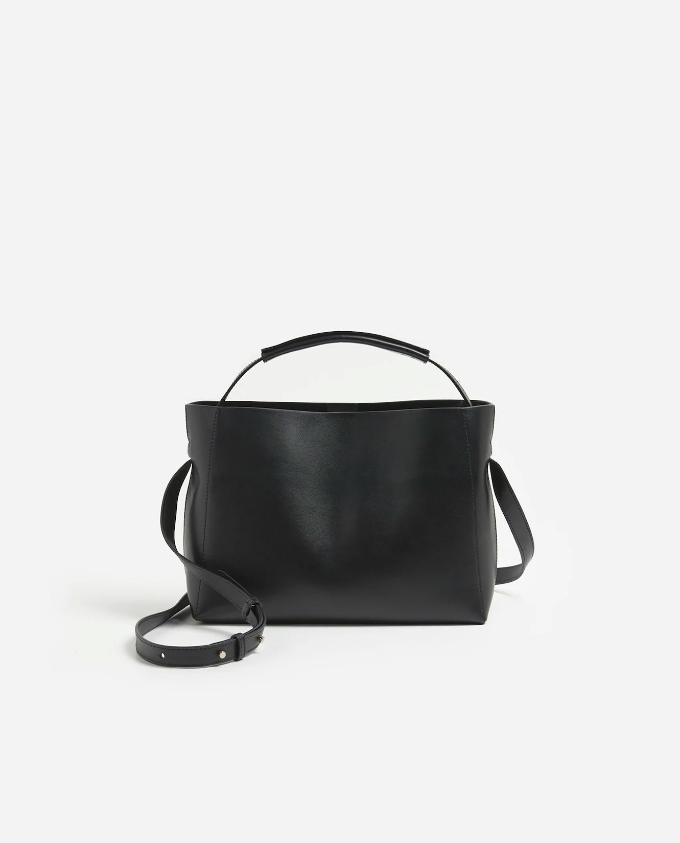 Hedda Midi Handbag Black Leather Flattered