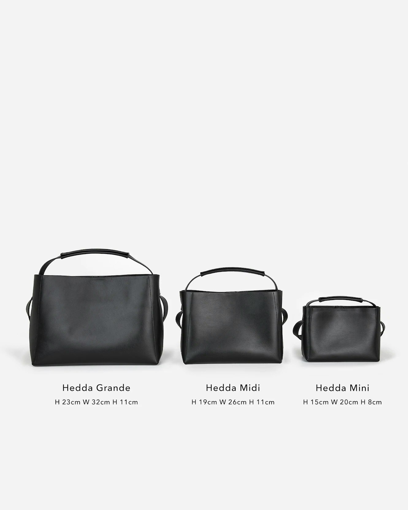 Hedda Midi Handbag Black Leather Flattered