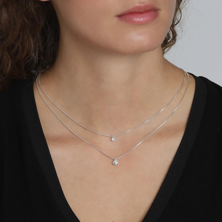 Lucia Recycled 2-in-1 Crystal Necklace Silver Pilgrim