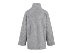 Vanya Sweater Rib Knit T-neck Grey Melange Urban Pioneers