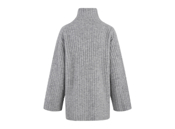 Vanya Sweater Rib Knit T-neck Grey Melange Urban Pioneers