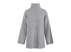 Vanya Sweater Rib Knit T-neck Grey Melange Urban Pioneers