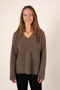 AlphaGZ V-Pullover Dark Sand Mel Gestuz