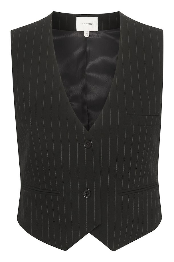 JoelleGZ Short Waistcoat Black Pinstripe Gestuz