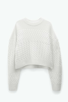 Boxy Braided Sweater Chalk White Filippa K