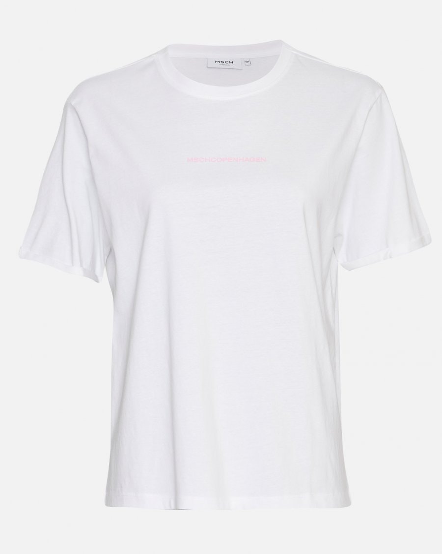 Terina Organic Small Logo Tee White/Lavender MSCH