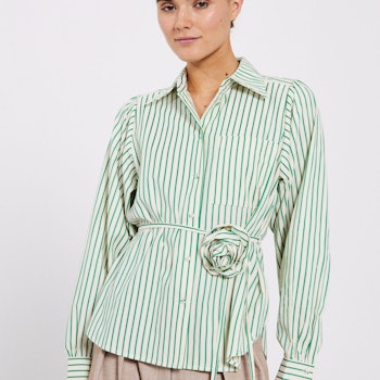 Linna Shirt Bright Green Stripe Norr