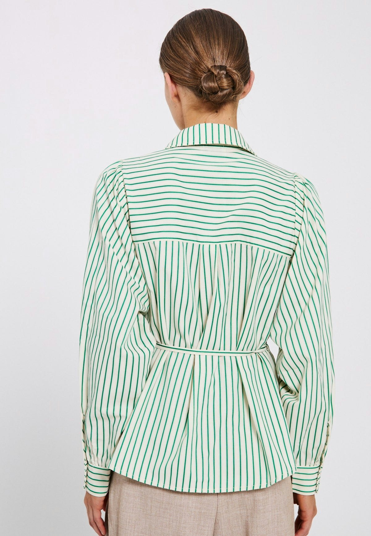 Linna Shirt Bright Green Stripe Norr