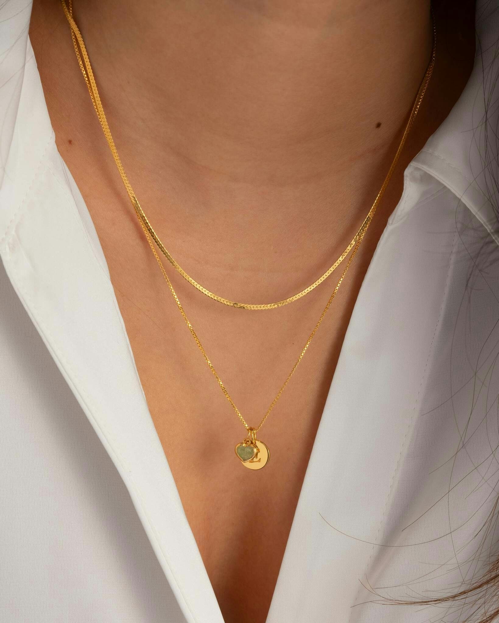 Beloved Heart Pendant Gold Green Aventurine Syster P