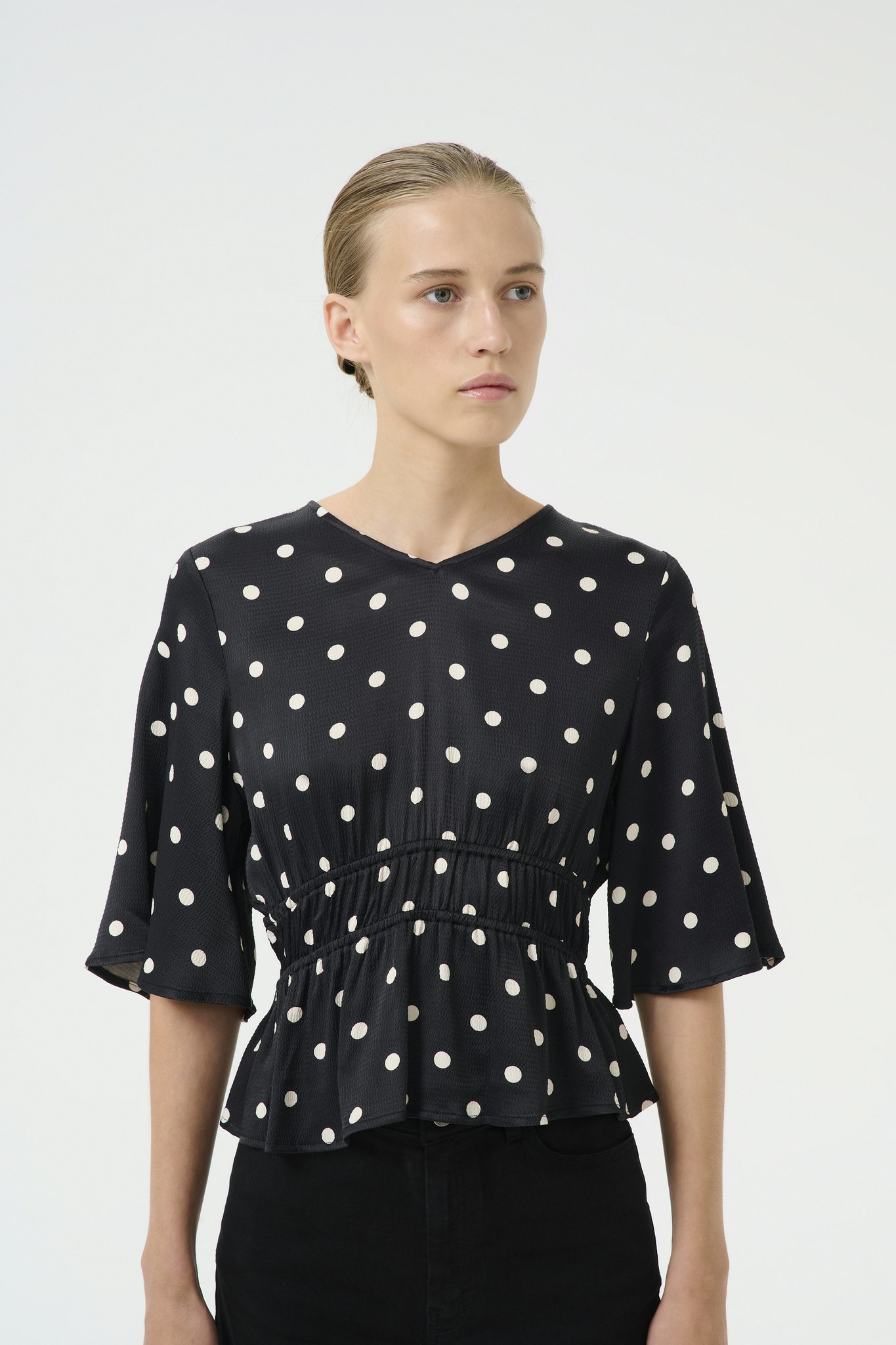Dotta P Blouse Black with Egret Dots Gestuz