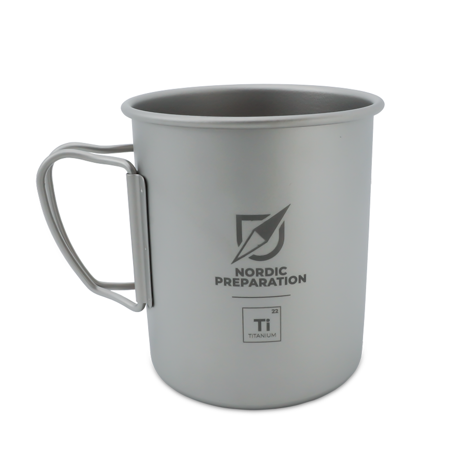 2x Titankoppar med lock, 450 + 300 ml