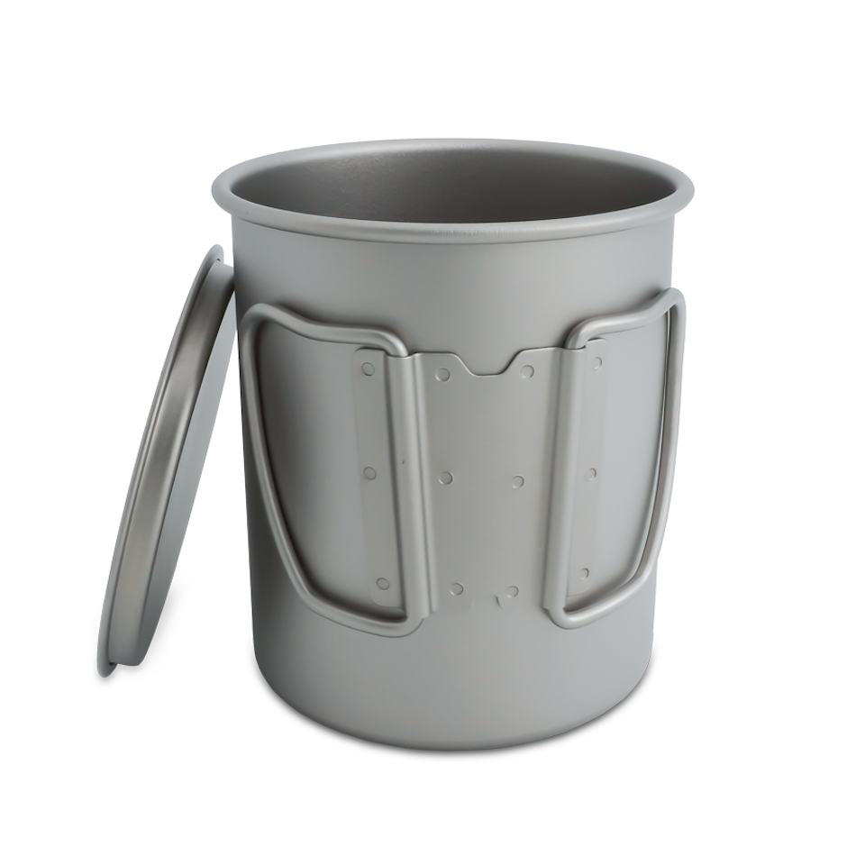 2x Titankoppar med lock, 450 + 300 ml
