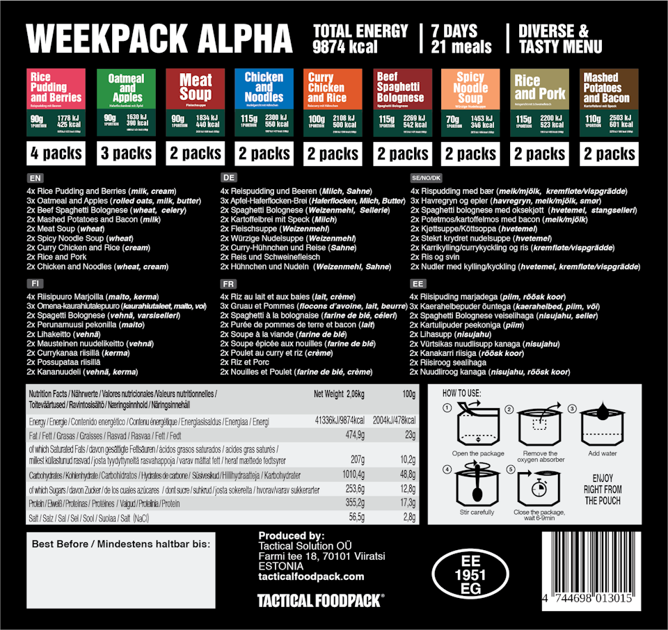 Tactical Foodpack - Weekpack Alpha (7 dagar)