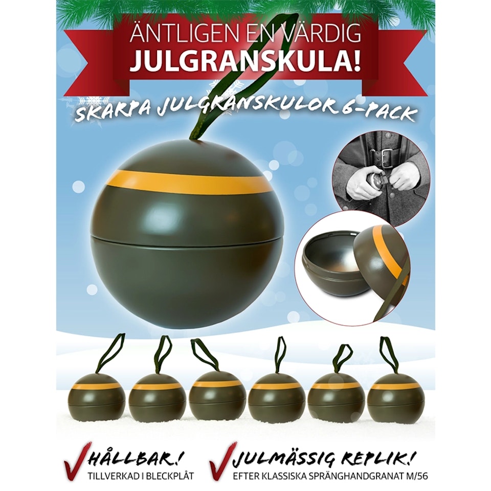 Skarpa julgranskulor 6-pack
